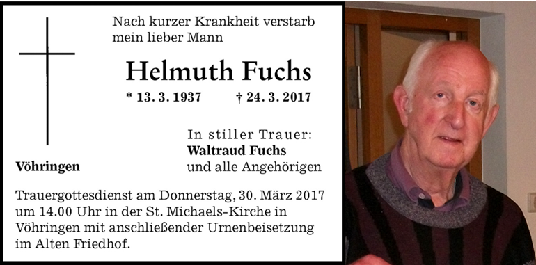 Helmuth Fuchs gestorben am 24.03.2017